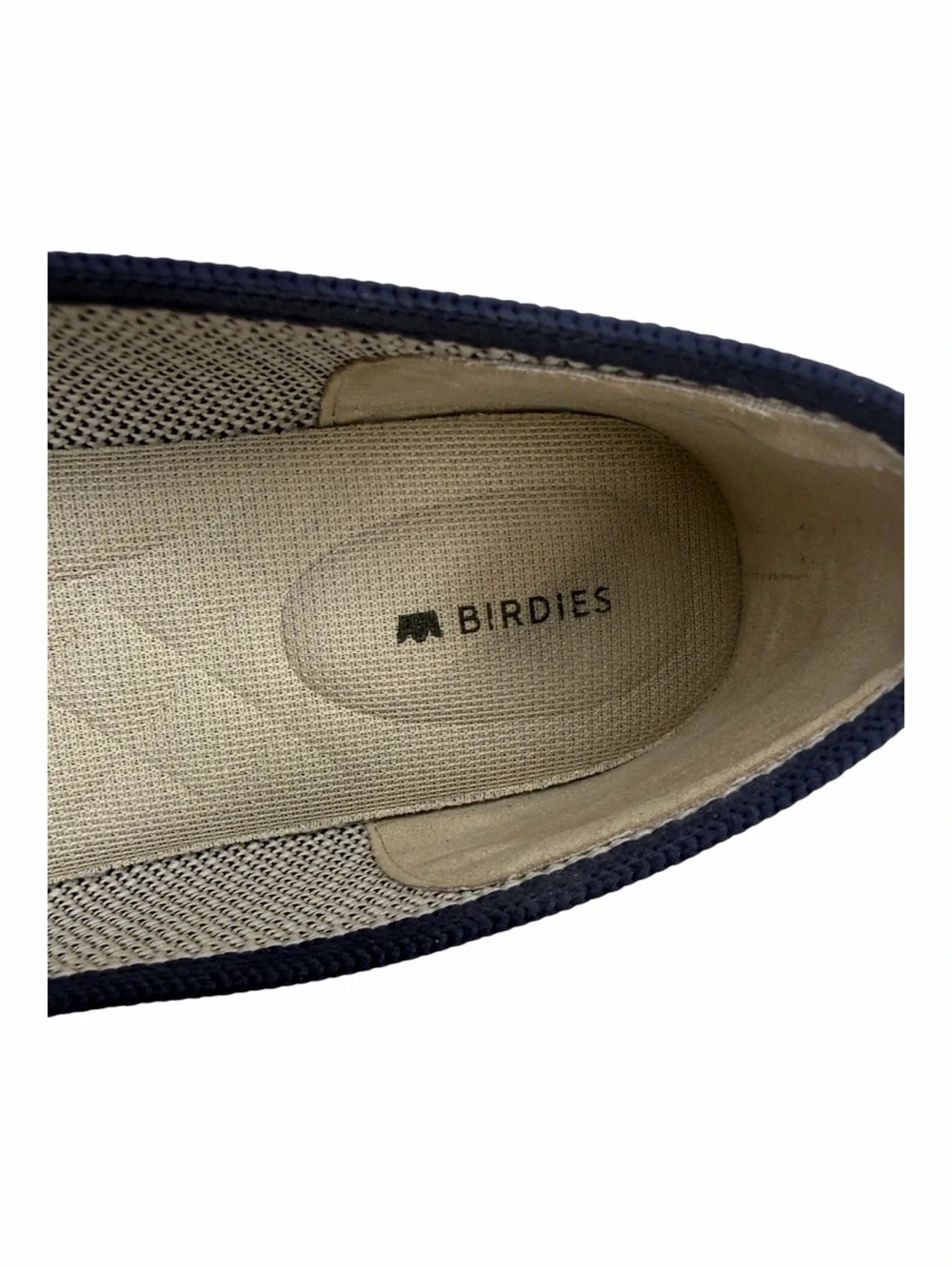 Birdies Beige Pointed Knit Loafer with Navy Trim